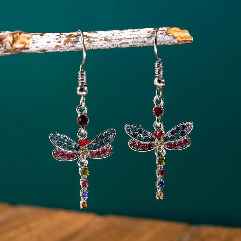 NEW! Multi-Color Dragonfly Earrings